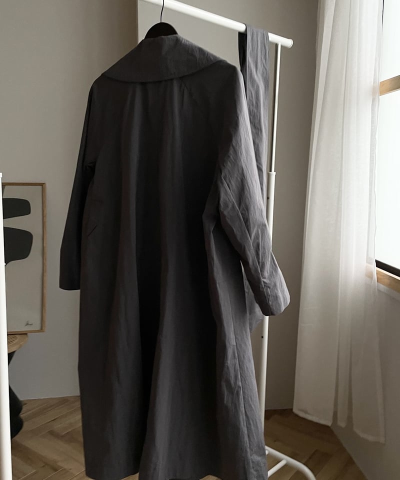 cotton nylon over coat gray | ok.soon