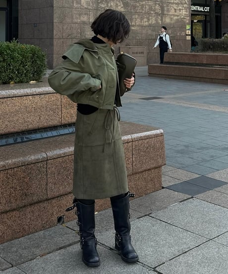 suede midi skirt khaki