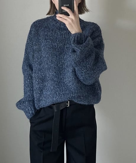 ハイネックミックスニットgray,blue