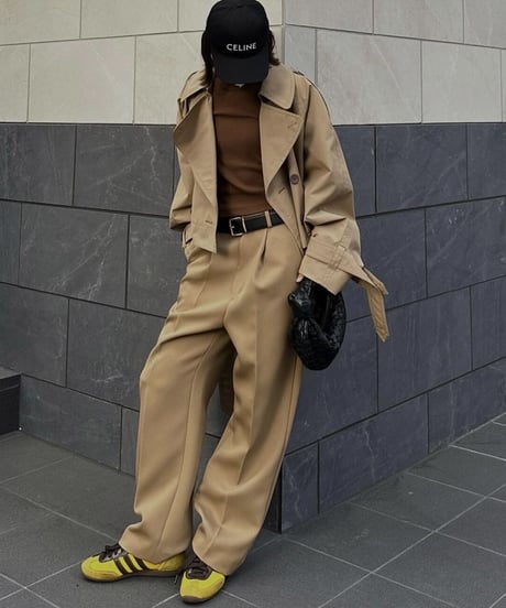 tailored slacks(black/camel)