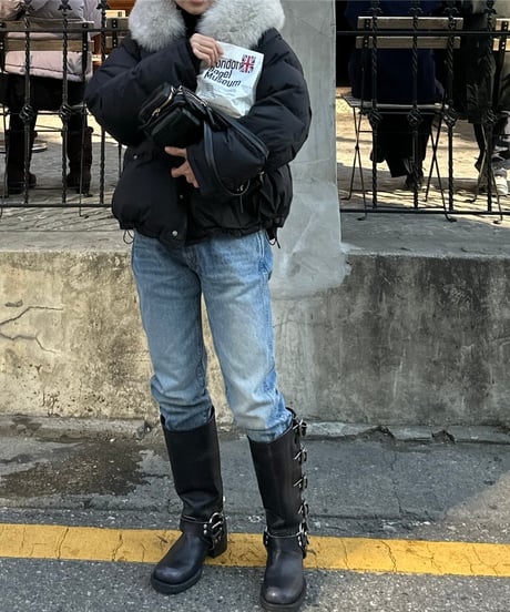 hooded down jacket(black)