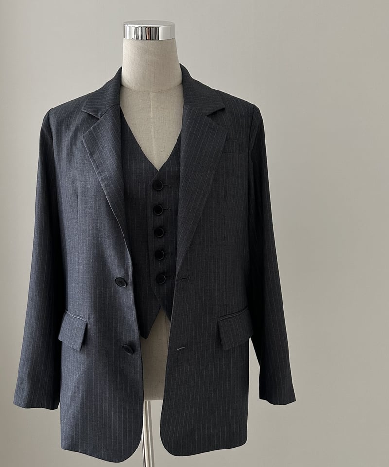 pinstripe tailored jacket | ok.soon 