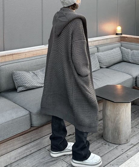 long knit  cardigan gray
