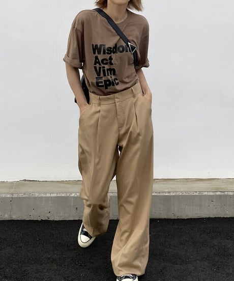 ワイドストレートスラックスcamel