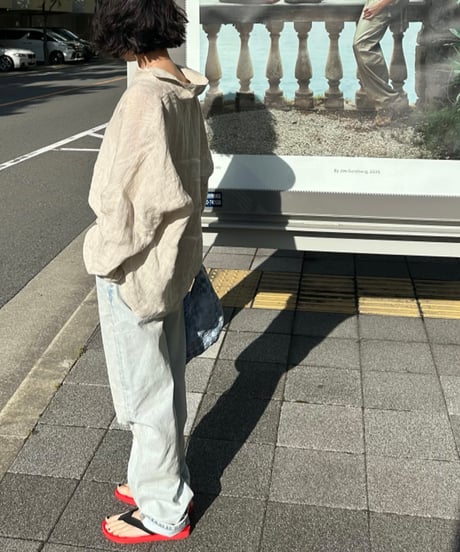 linen shirt&long skirt relax setup