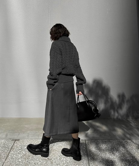 wool blend zip up cable knit
