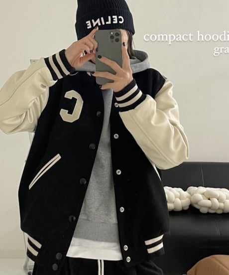 compact hoodie (black/gray)