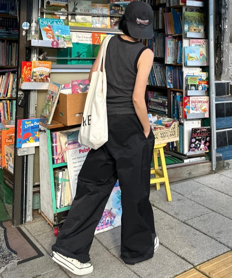 cotton nylon wide pants | ok.soon