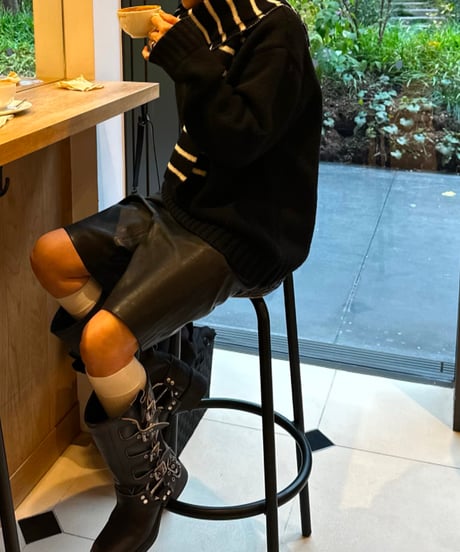 faux-leather half shorts