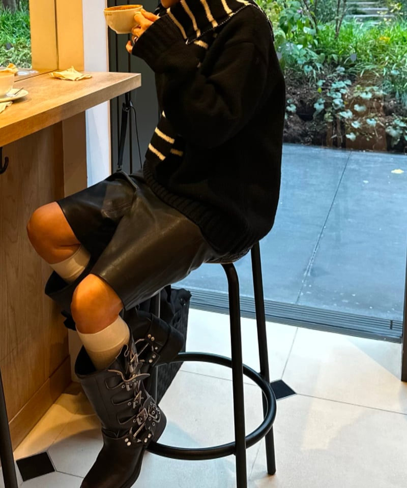 【新品未使用】タグ付きoksoonフェイクレザーハーフパンツ fake leather half pants | ok.soon
