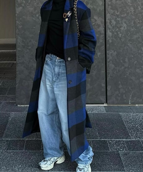 buffalo check wool coat