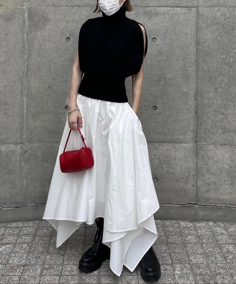 irregular hem long skirt(stripe/white) | ok.soon