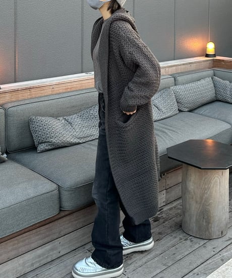 long knit  cardigan gray