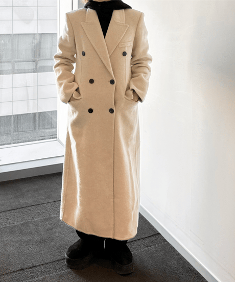 white chester coat with scarf