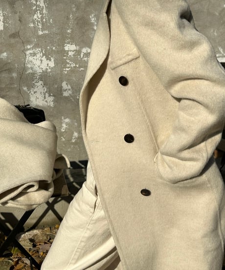 white chester coat with scarf