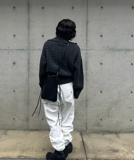 wool blend zip up cable knit