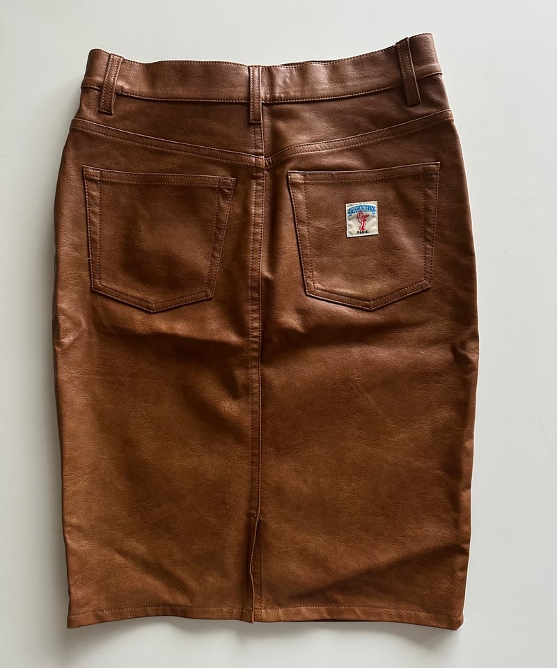 ok.soon×piccadilly faux-leather middle skirt br