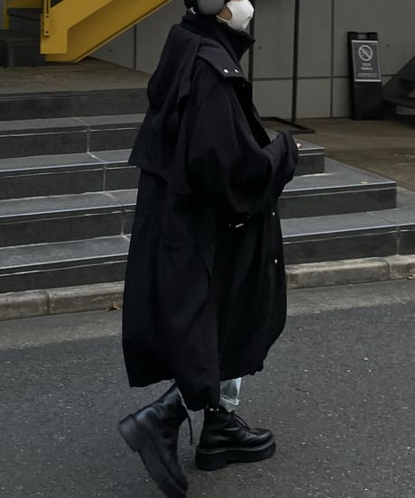 cotton hood coat (black)