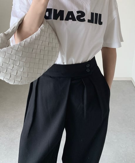 wool like wide tuck pants