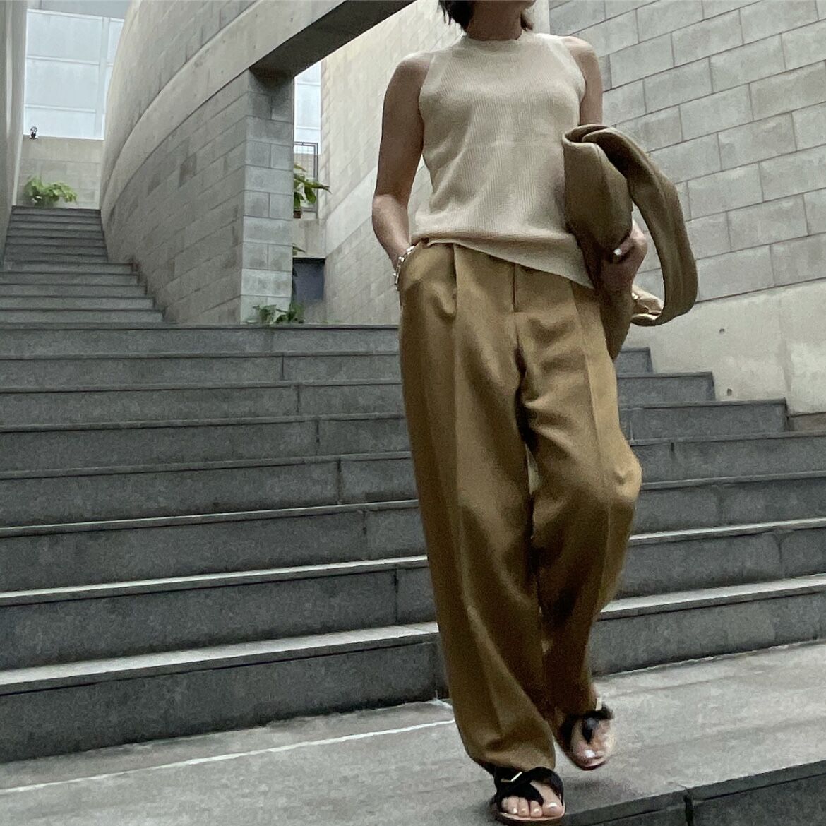 MIOSMOKEY/OVERSISED GILLET/ベスト/ポリエステル/ベージュ/231VE001// MIOSMOKEY/ミオズモーキー】オーバーサイズジレ (OVERSIZED