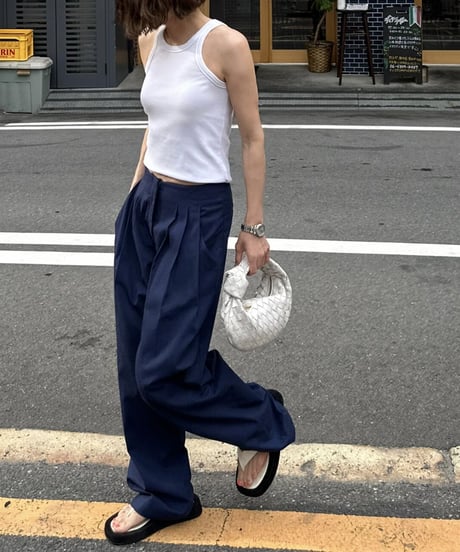 wide slacks navy