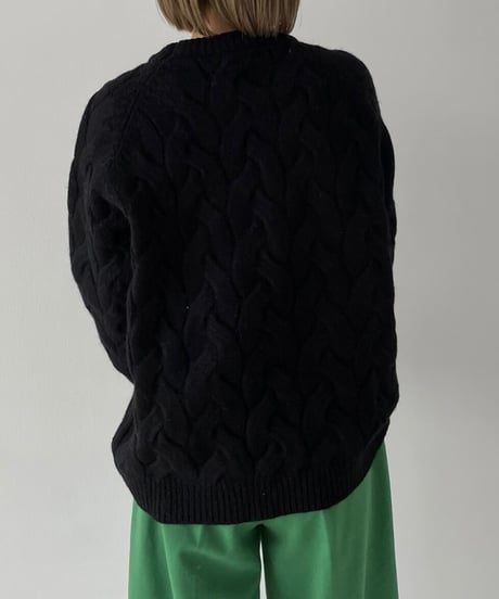 donut cable  knit(black/white)