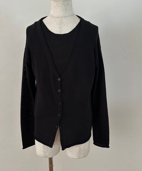 relax series linen blend cardigan & sleeveless knit