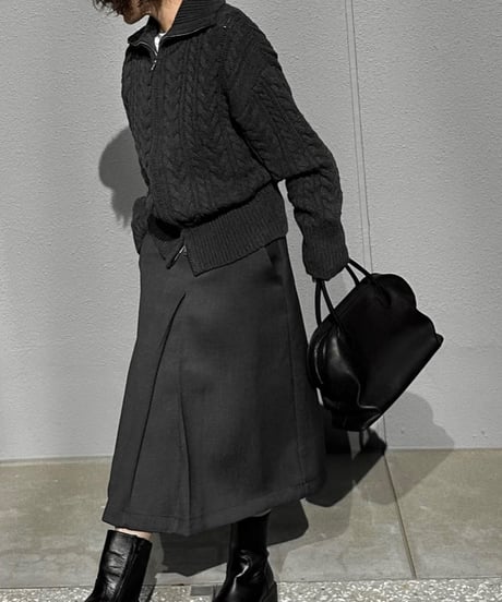 wool blend zip up cable knit