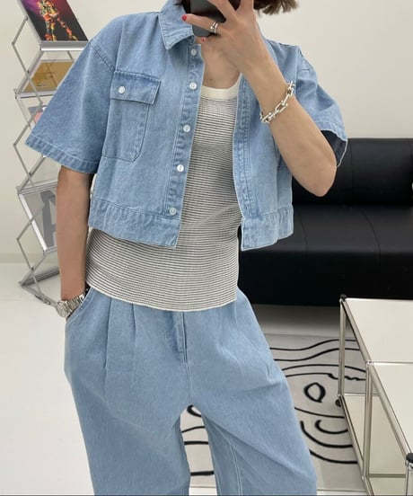 cropped denim set-up