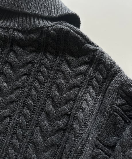 wool blend zip up cable knit