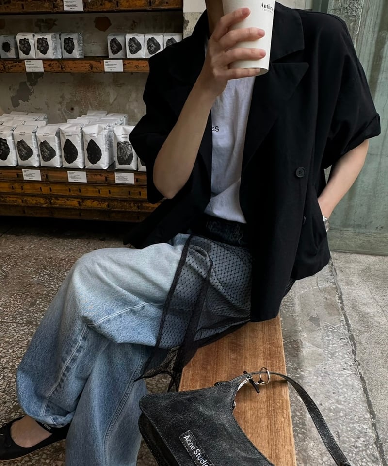 cotton linen half sleeve jacket | ok.soon
