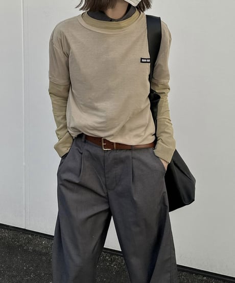 white belt 1tuck slacks (gray)