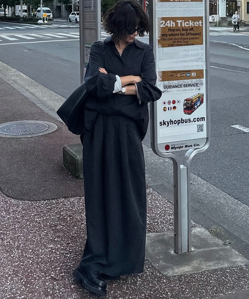 【ok.soon /オクスン】 maxi skirt ブラック サイズM pre-order2］shirt&long skirt relax setup | ok.soon