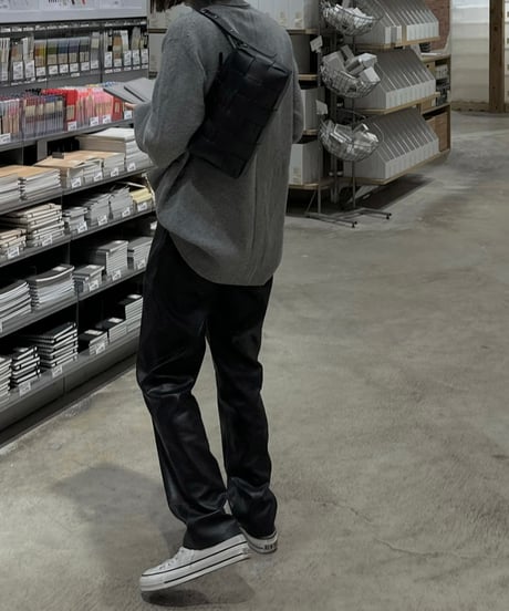 fake leather straight pants