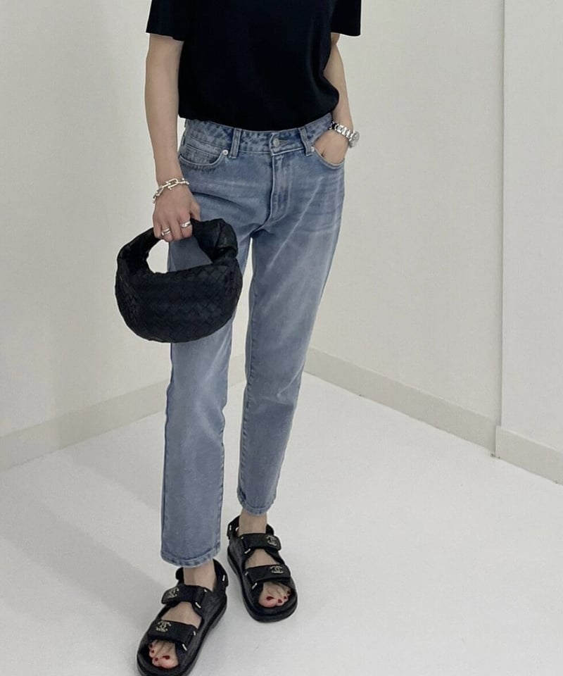 cotton slim pants denim | ok.soon