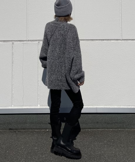 ハイネックミックスニットgray,blue