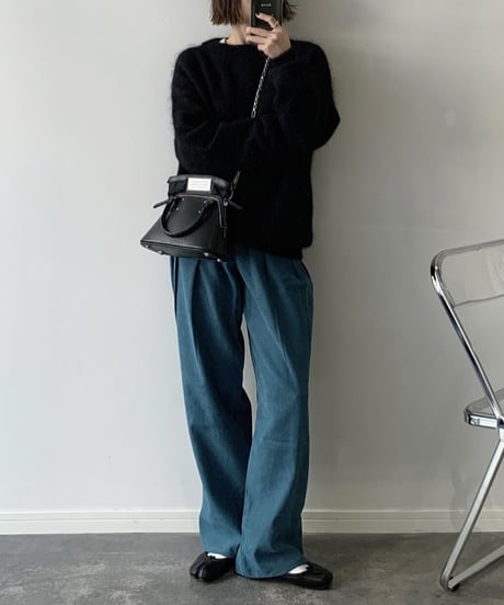 タックカラーパンツbluegray