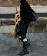 faux-leather half shorts