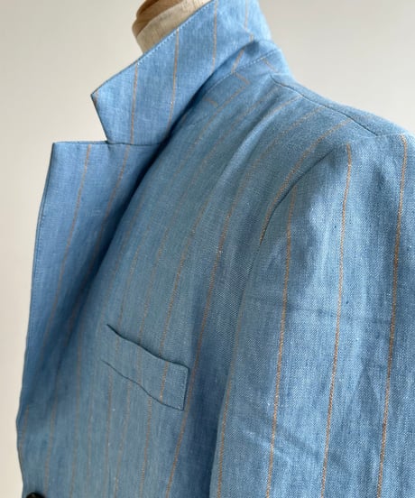 pencil stripe linen jacket blue