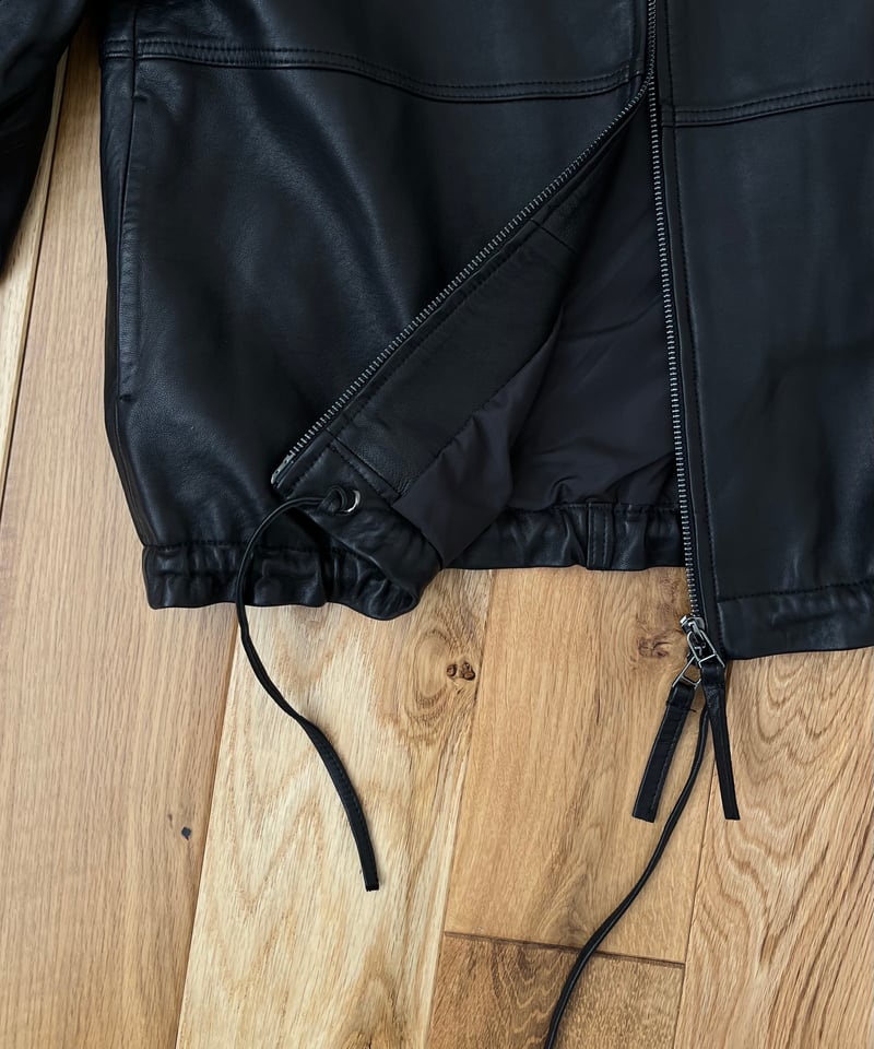 Ozzconte OzzOn黒 フード付き ジャンパー 裏起毛 hooded leather blouson(black) | ok.soon