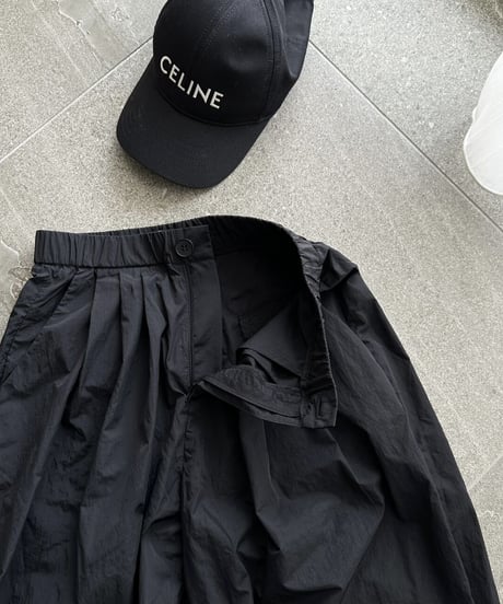 nylon wide pants black