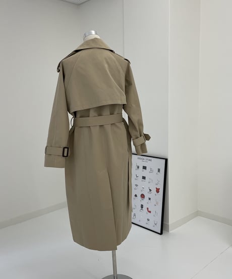 ［long length］cotton trench coat (beige/black)