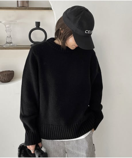 crew neck knit(black/gray)
