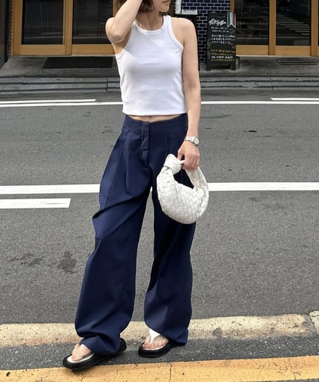 wide slacks navy