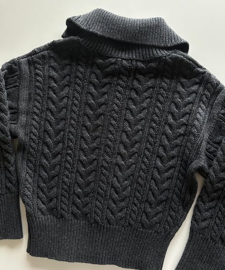 wool blend zip up cable knit