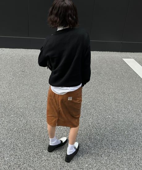 ok.soon×piccadilly faux-leather middle skirt brown
