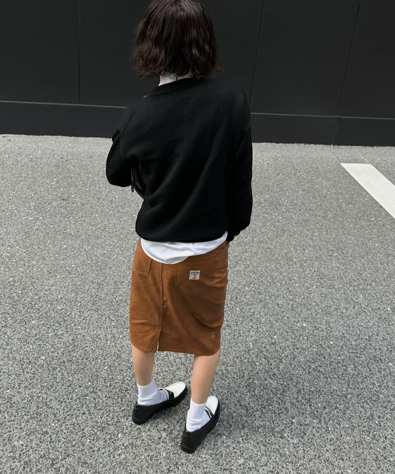 ok.soon×piccadilly faux-leather middle skirt br