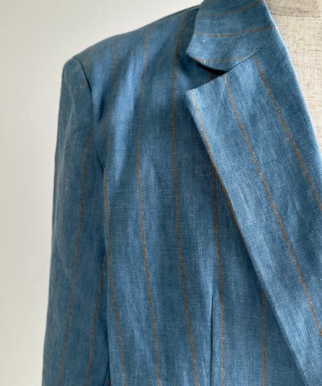 pencil stripe linen jacket blue