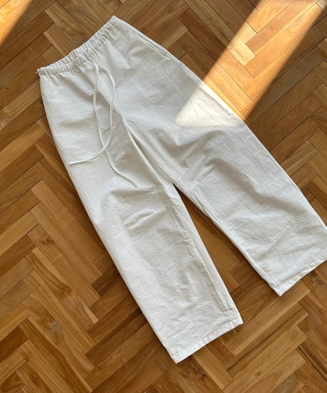 drawstring cotton pants white