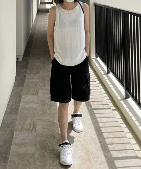 cargo half pants (black/white)
